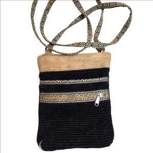 Green Jute Colorblock Crochet Woven Crossbody Messenger Purse